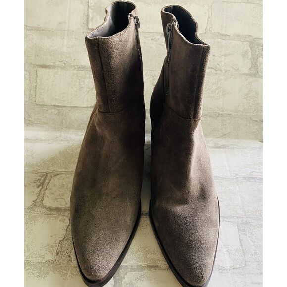 Vince Mavis Moleskine Grey Suede Wedge Bootie with Side Zip Closure Sz 8 - Picture 5 of 9